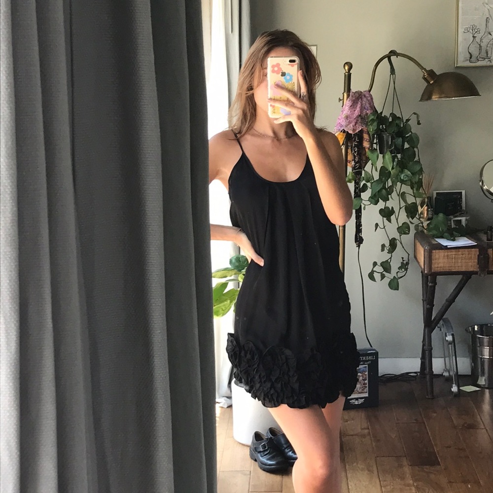 AQUA black slip dress